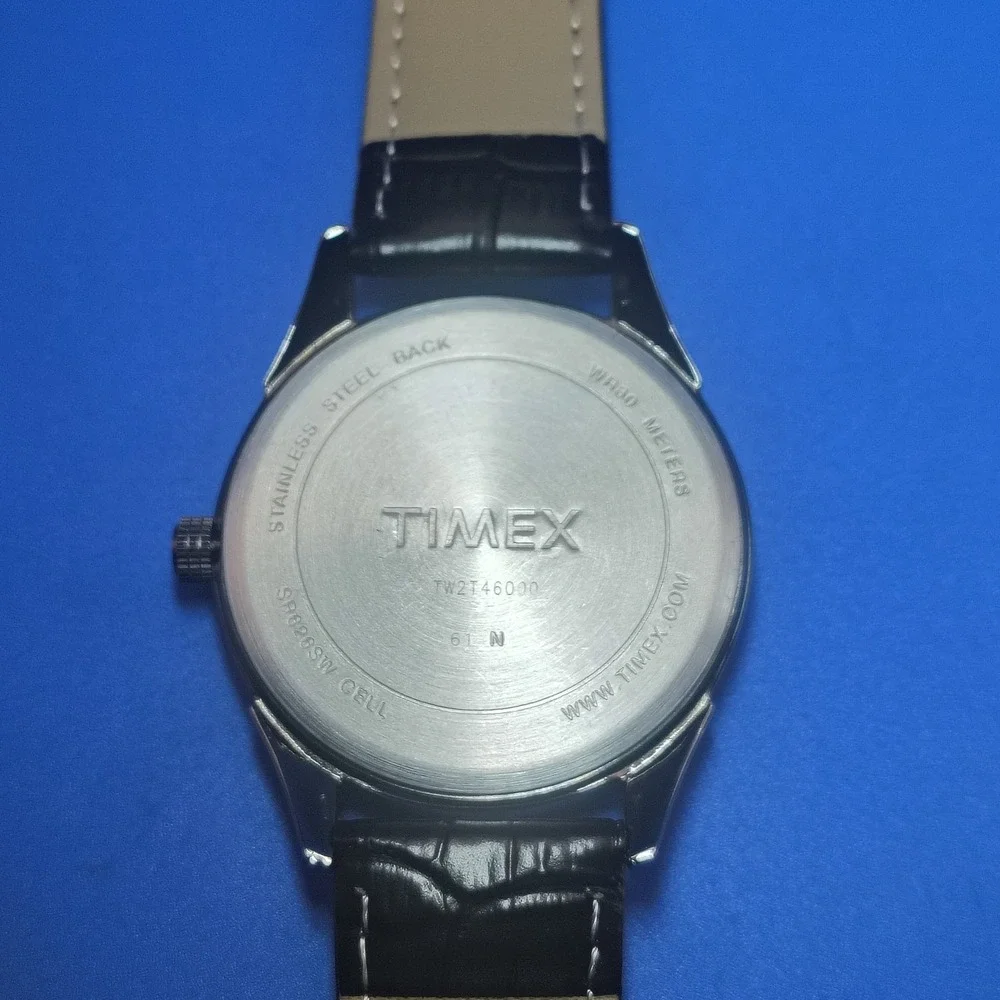 2018 Timex T46000‎ 40mm Mens Quartz Dress Watch Gun Metal New Strap Full Restore